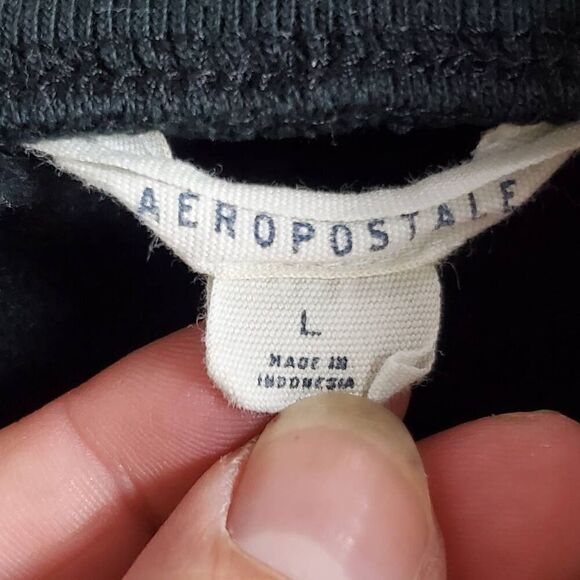 Aeropostale Men's Black Fleece Jogger Sweatpants Size L Drawstring Waist AERO Lo - Picture 5 of 6
